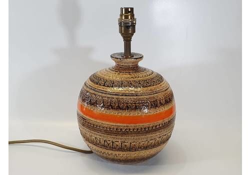 Vintage Italian Lamp Base: Aldo Londi For Bitossi In Orange And Chocolate Brown