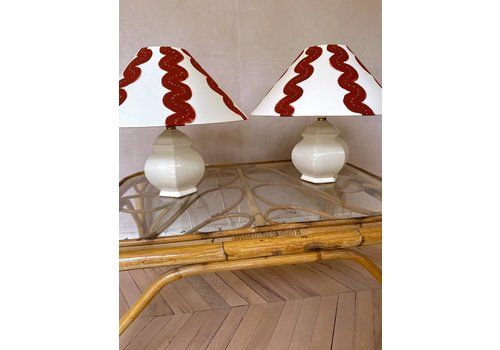 Vintage Pair Of Cream Ginger Jar Style Table Lamps