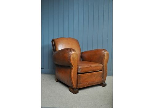 French Leather Armchair, 1930s