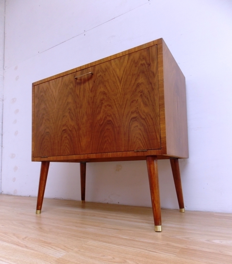 Mid Century Walnut Lp Vinyl Record Storage Cabinet 1950s 60s Vinterior
