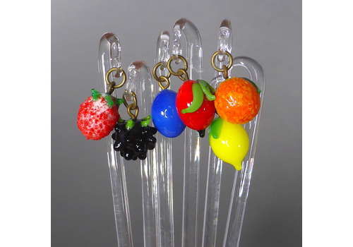 Glass Fruit Charm Cocktail Sticks