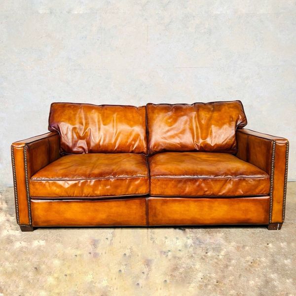 Stunning Timothy Oulton Viscount 2 3 Seater Leather Sofa Hand Dyed