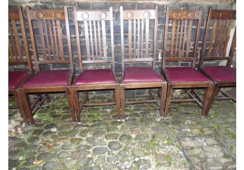 Six Oak Arts & Crafts Dining Chairs