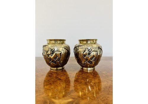 Unusual Pair Of Antique Chinese Brass Jardinieres