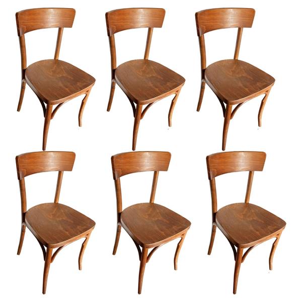 August Thonet Chairs,Set Of 6, Czech Republic, 50s Signed Thonet  