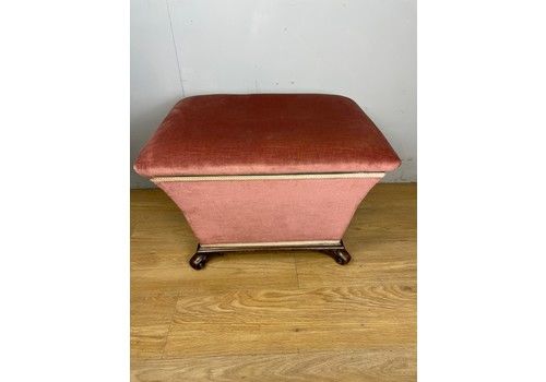 Antique Victorian Sarcophagus Shaped Ottoman On Carved Feet C1870