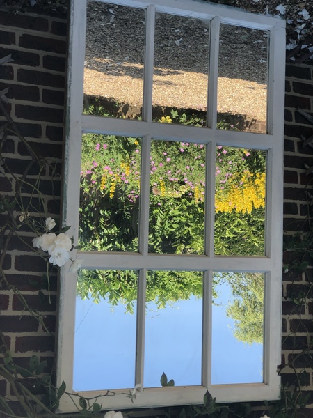 Vintage Hungarian Window Frame Stand Up Mirror