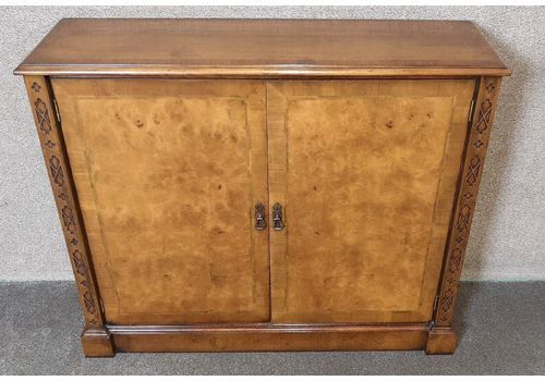 Burr Walnut Side Cabinet / Bookcase Iain James Furniture