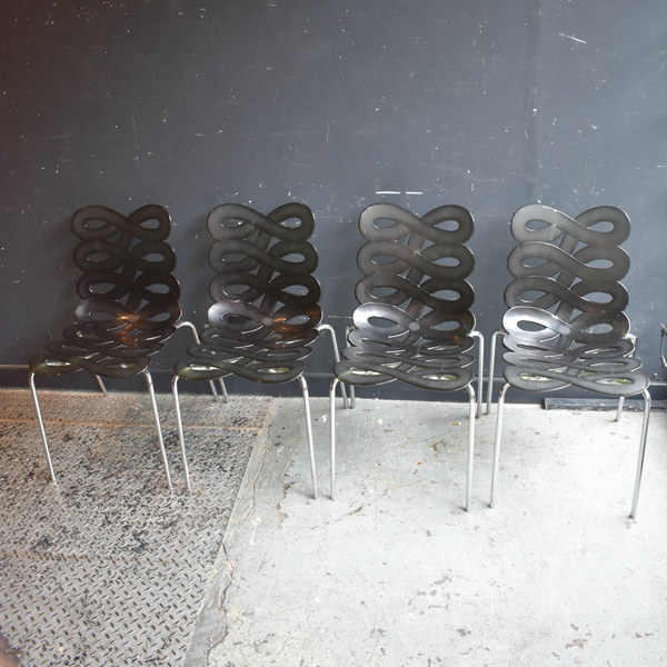 Set Of 4 Gino Carollo Diva Chairs Made By Ciacci Kreaty Original Stacking Vintage Vinterior