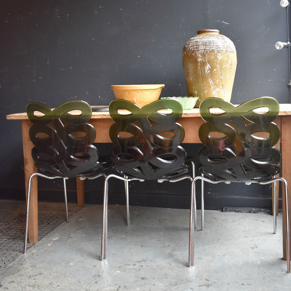 Set Of 4 Gino Carollo Diva Chairs Made By Ciacci Kreaty Original Stacking Vintage Vinterior