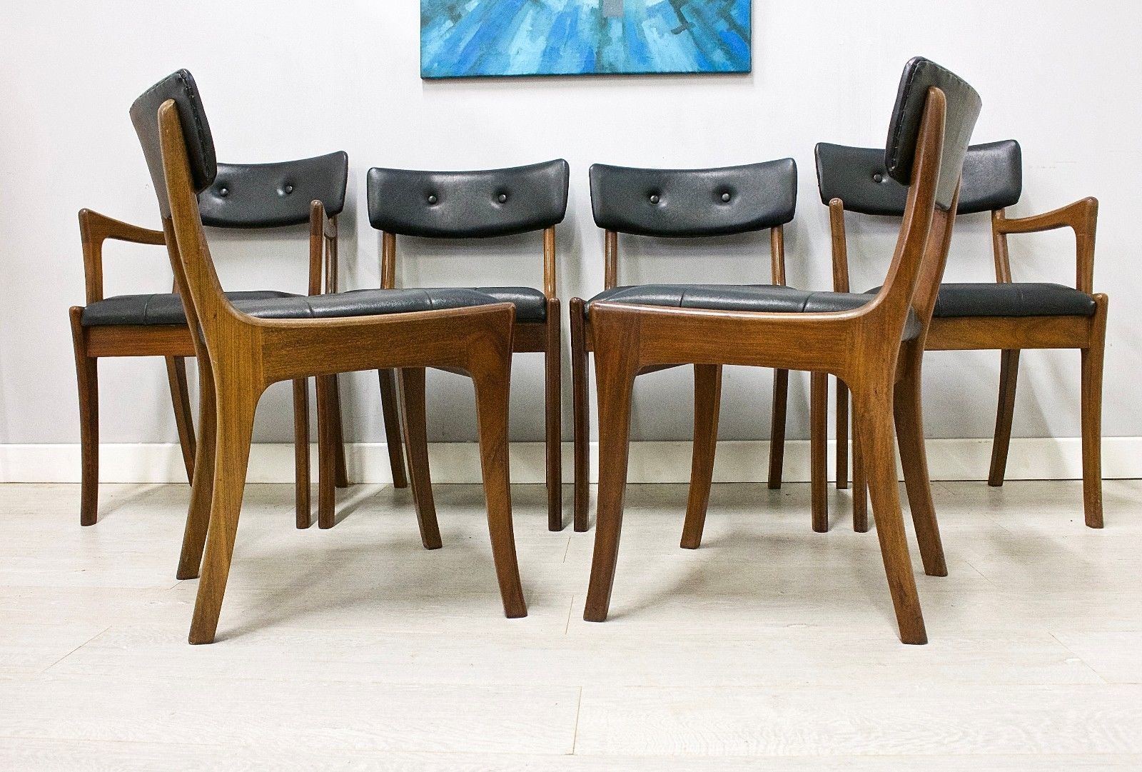 Mid Century Retro Vanson Peter Hayward Heals 6 Teak Dining Chairs