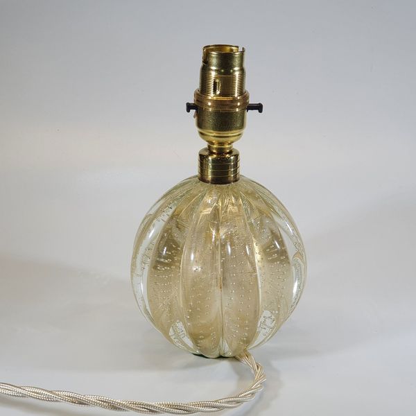 Murano Bullicante Archimede Seguso Controlled Bubble Glass Lamp Base