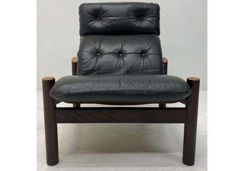 Black Leather Danish Soren Nissen Lounge Chair