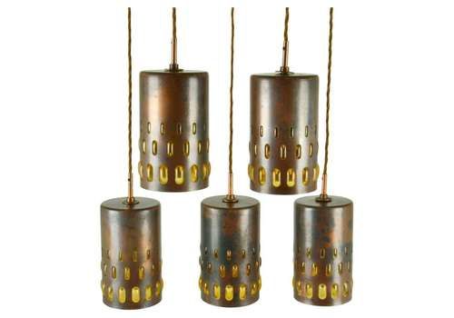 Nanny Still Copper And Glass Pendant Lamps Set Of Five