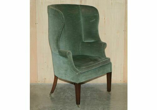 Antique Victorian Circa 1880 Curved Barrel Back Porters Wingback Armchair