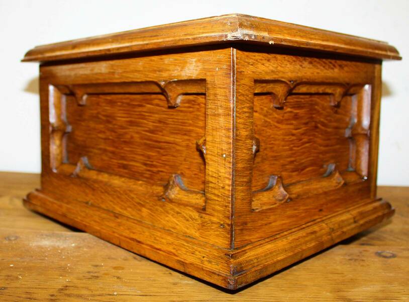 Church Victorian Oak Donation Antique Storage Box Drawer Industrial