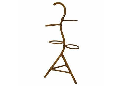 Mid Century Rattan And Bamboo Flower Stand, Bonaccina Attributed,1950