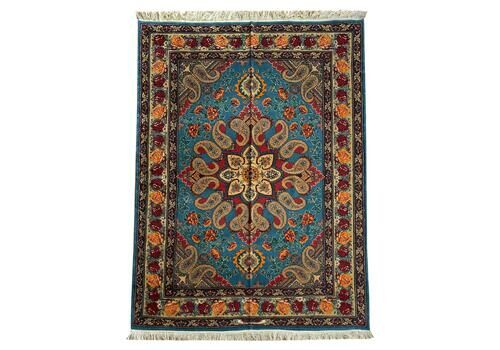 Exclusive Livingroom Rug, Paisley Blue Rug, Silk & Wool Handmade Carpet