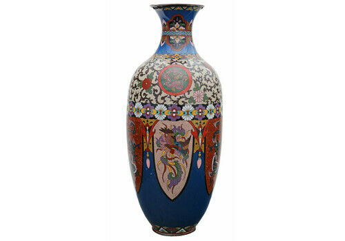 Antique Fine Quality 19th Century Large 18 Meiji Oriental Japanese Cloisonne Vase