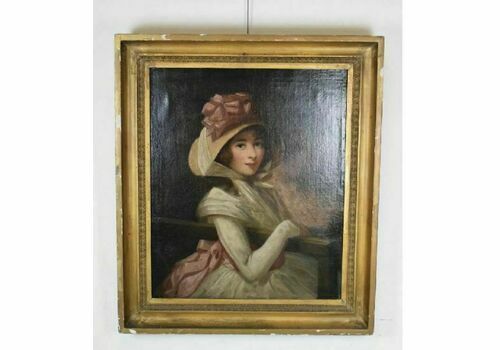 Portrait Of A Lady Oil On Canvas In Giltwood Frame
