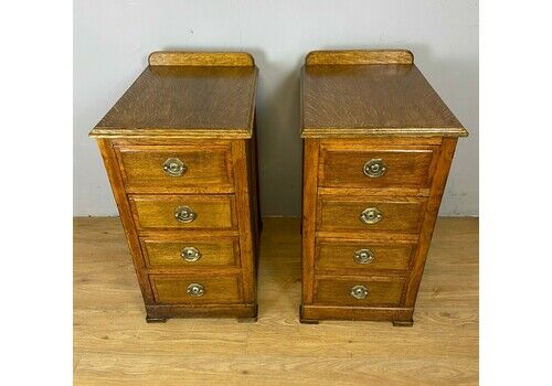 Edwardian Golden Oak Pair Of Bedside Cabinets