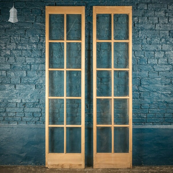 Glazed French Doors, Pine 10 Panel Patio Doors Fitted With Stippolyte Obscure Glass Vinterior