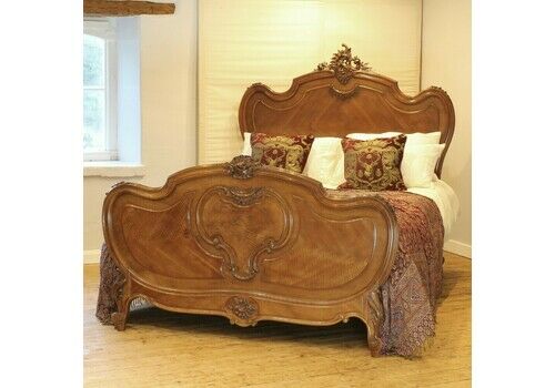 Walnut Louis XV Style Bed (With A Base)