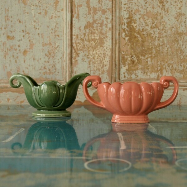 Two Miniature Vintage Wade Porcelain Trophy Posy Vases Vinterior