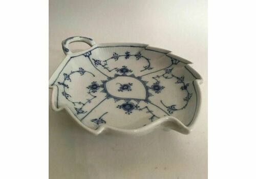 Beautiful 19th C Antique Royal Copenhagen Blue Fluted Plain, Leaf Shaped Dish