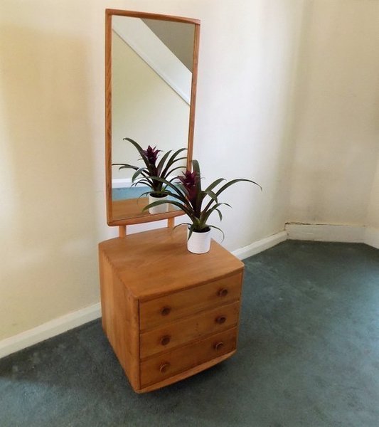 410 Ercol Windsor Cheval Chest Of Drawers Blonde Elm Vintage