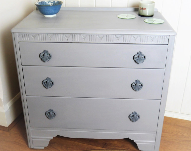 Harris Lebus Mid Century Three Drawer Chest Of Drawers Painted In