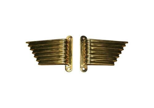 Solid Brass Handles Italy 1950 Mid Century Wings Futurist Minimalist Gold