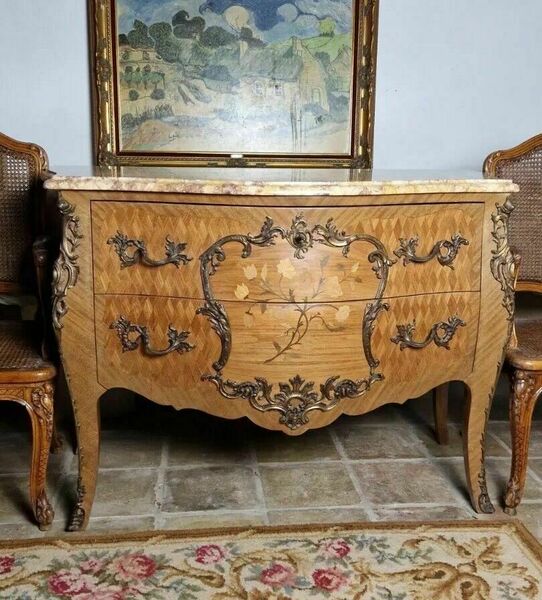 Antique French Bombe Chest Of Drawers Mid Century Vintage Commode Vinterior