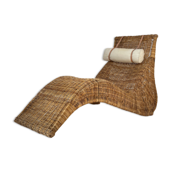 Karlskrona Rattan Wicker Chaise Lounge By Karl Malmvall For Ikea