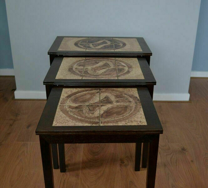 Mid Century Nest Of Tables With Tiled Tops photo furniture