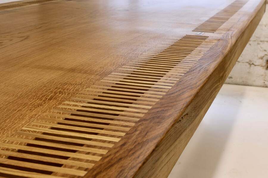 The 667 A Stunning Rare One Of A Kind Single Slab/Plank English Oak Dining Table Of Epic Proportions Seats 16 photo furniture