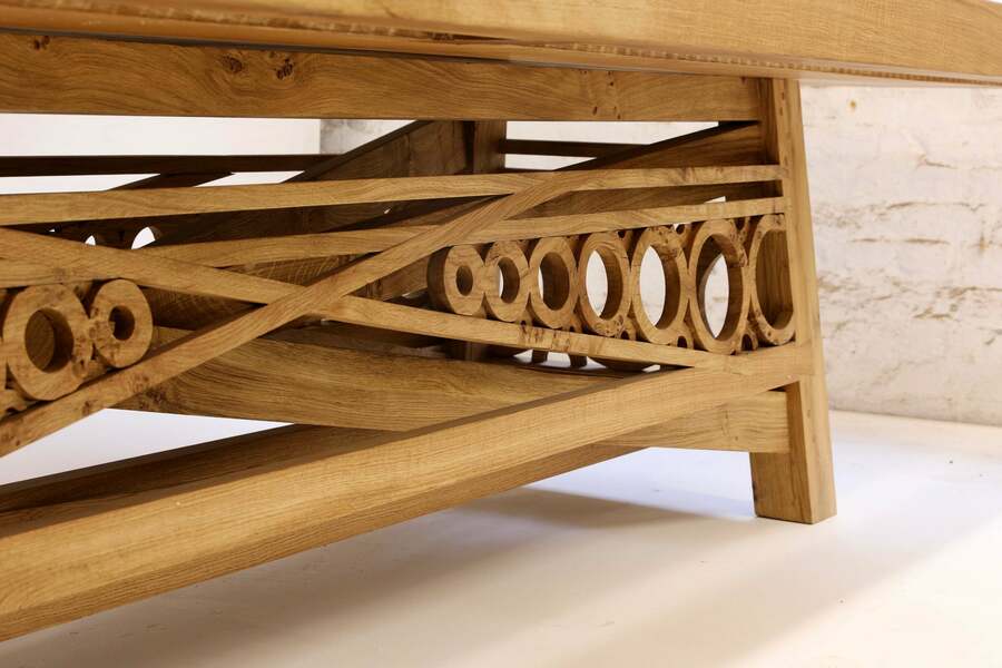 The 667 A Stunning Rare One Of A Kind Single Slab/Plank English Oak Dining Table Of Epic Proportions Seats 16 photo for sale
