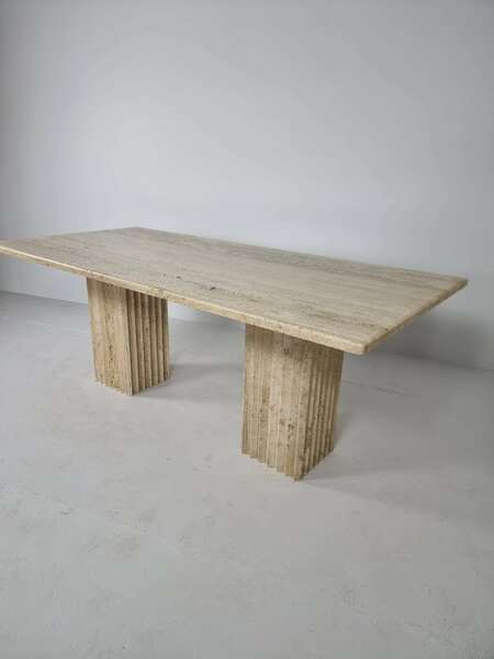 Vintage Italian Travertine Dining Table 1970s