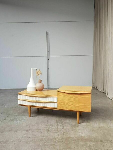Vtg Mid Century Compact Sideboard Drawers Scandinavian Style 01rc photo furniture